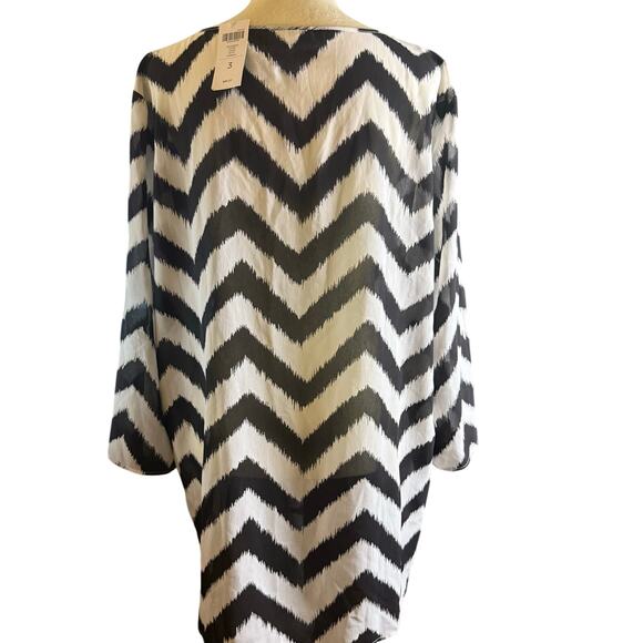 Chico's Black & White Chevron Sheer Tunic Top, Women's Size 3 (XL), NWT - Picture 4 of 7